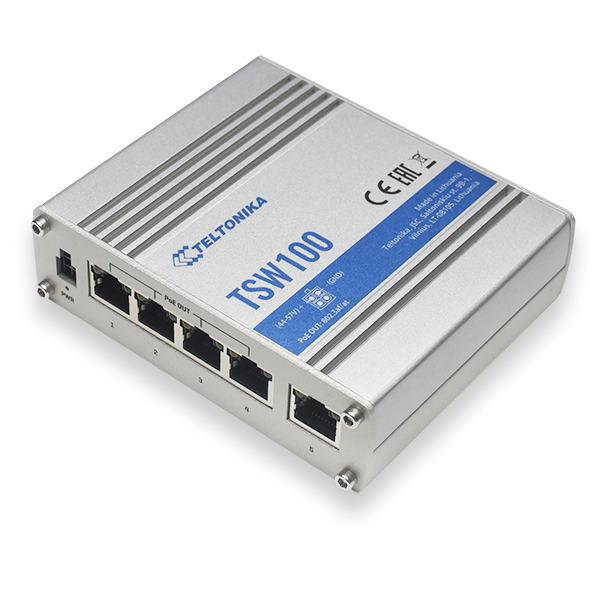 [TSW100] TSW100 (5 x LAN ports, POE, 10/100/1000 Mbps without PSU)