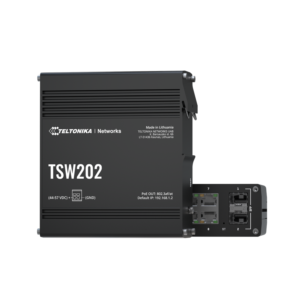 TSW202 Managed PoE+ switch (8 x RJ45 ports, 10/100/1000 Mbps)