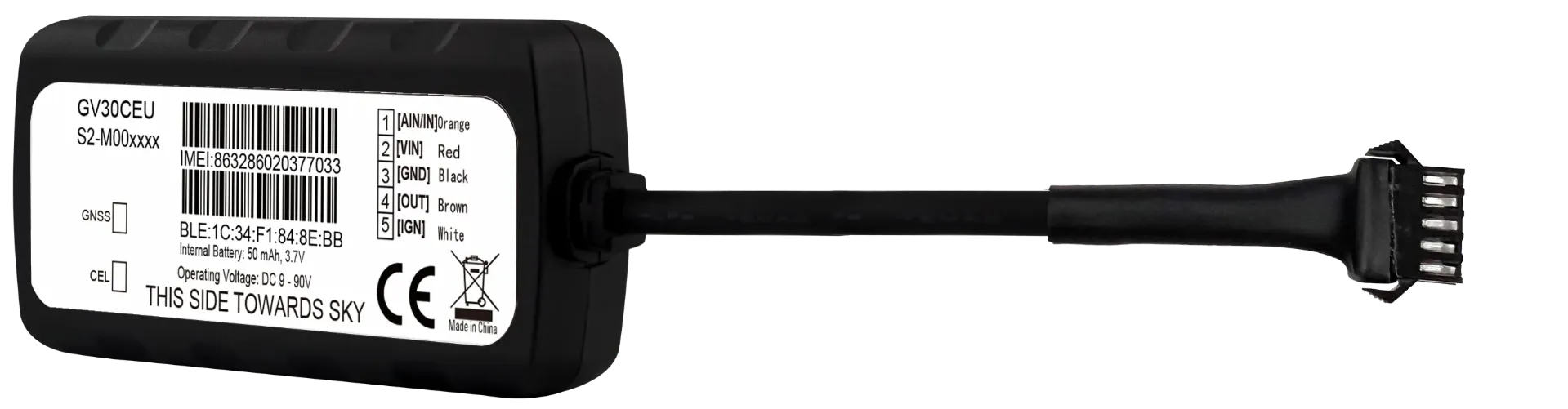 GV30CEU - LTE Cat 1 fallback 2G compact GNSS tracker for a wide range of vehicle tracking applications